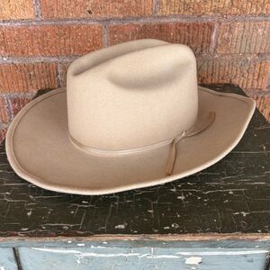 Vintage Miller Bros Low Crown CAMEL Cowboy Western Hat 100% Wool 7 1/8